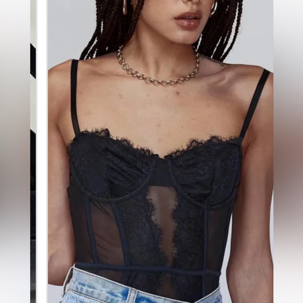 Princess Polly Black Sheer Lace Bodysuit